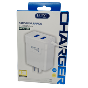 Cargador Viajero Micro USB -   4.3A C/2 Salida USB